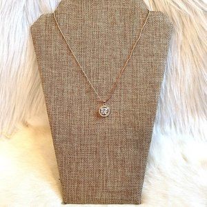 STunning Rose Gold Tone Round Crystal‎ Rhinestone Pendant  18" Necklace 12450